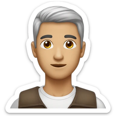 hombre joven de piel blanca, ojos marrones y tupé castaño sticker