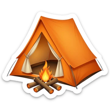 camping tent with campfire sticker