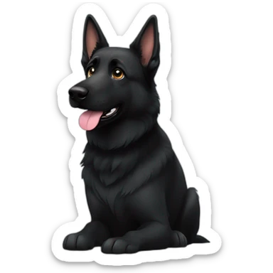 Black german shepherd with hear sticker