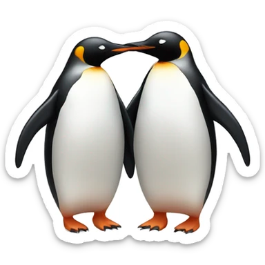 male penguin and female penguin holding hands  sticker