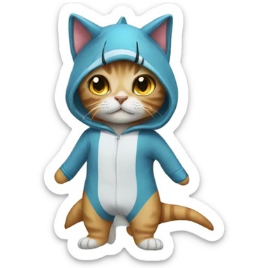 cat with shark onesie sticker
