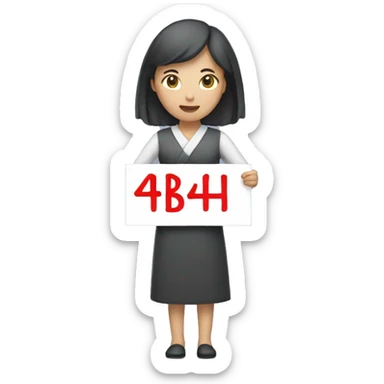 Korean woman holding 4B movement sign sticker