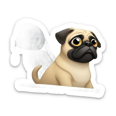 Pug in a Hyundai Kona car  sticker