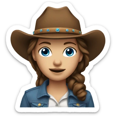 Cowgirl with brown hair and blue eyes sticker