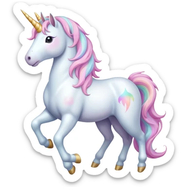 Fullbody White unicorn with pastel color mane  sticker