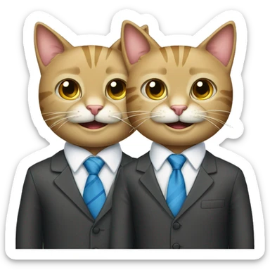 two happy business cats in ties sticker