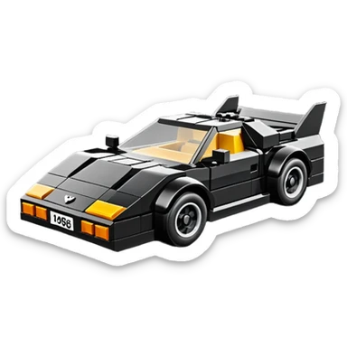  the animated series Batman aerodynamic opulent dark knight Lego futuristic concept loosely based on Toyota 1986 AE86 flat long straight faceted mechanical body) winged stealthy street hot rod  sticker