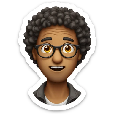 indian guy with glasses and curly hair gasping sticker