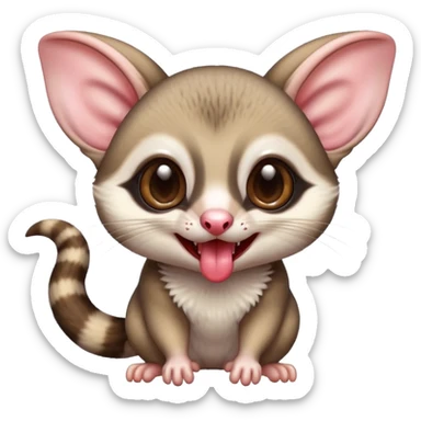 cute sugar glider with its tongue out, bright and playful, classic emoji style with tongue out sticker