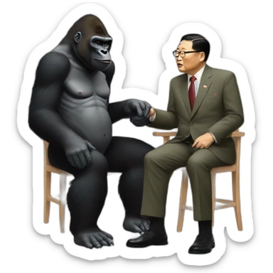 Gorilla meeting supreme leader Kim Yong UN sticker