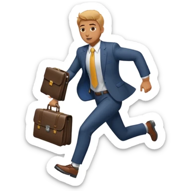 man in suit running with briefcase sticker