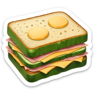cucumber sandwich without excessive cucumber. with meat in them. bread slightly toasted. and melted cheese. make the cucumber dominant sticker