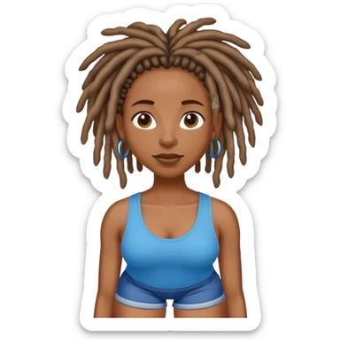 Black woman with locs in blue short sticker
