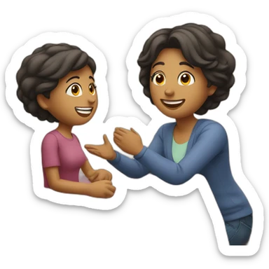 cheerful mom meeting with her daughter sticker