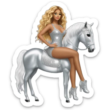 beyonce-sitting-on-sparkly-silver-horse sticker