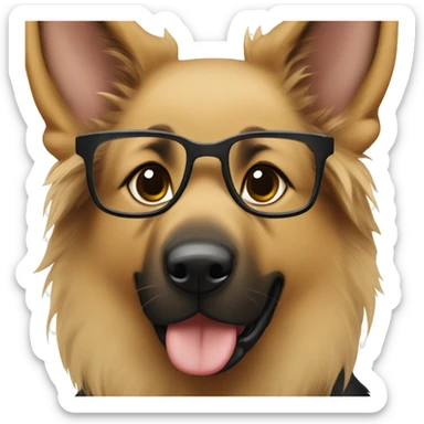 German Shepherd with a girl, girl has glasses and long brown hair sticker