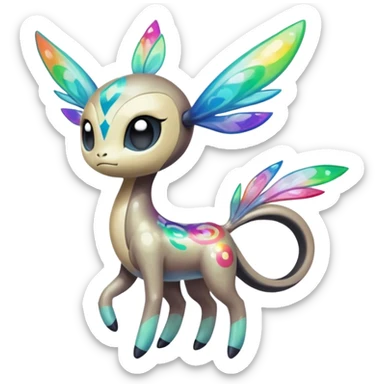 Colorful Shiny Edgy Cool Badass Painted Splashed Exotic Meloetta-Palkia-Stitch-Fakémon-creature-hybrid sticker