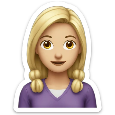 caucasian girl working sticker