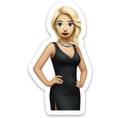 a black dress and a pokerface, blue eyes sticker