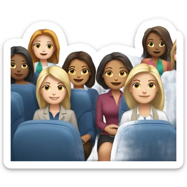 Group of 6 Caucasian women riding in a airplane  sticker