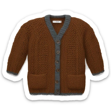 Knitted wool cardigan brown sticker