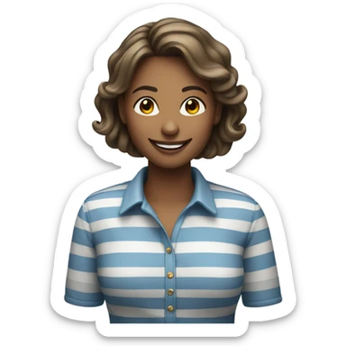 smiling woman  in striped shirt sticker