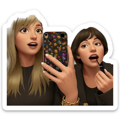 blonde girls with smartphone sticker