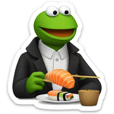 bert the muppet eating sushi sticker