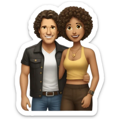 Carlos vives and brown woman with shott curly hair sticker