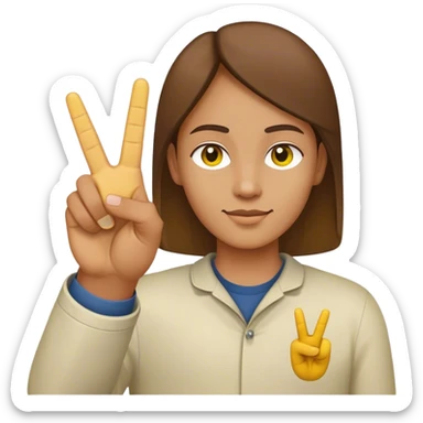 "Right yellow hand Peace sign but with thumb extended out sticker