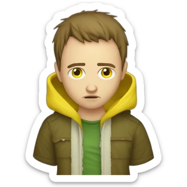 Teen Jesse Pinkman sad angry yellow hood sticker