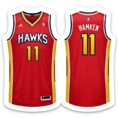 Atlanta hawks basketball jersey featuring the number 11, ios emoji style sticker
