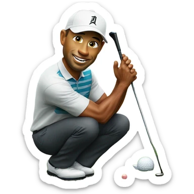 Tiger woods getting a hole in one  sticker