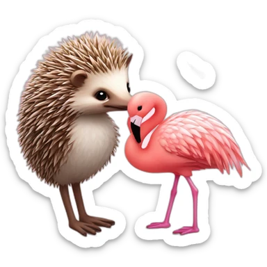 hedgehog and flamingo with a heart in between sticker