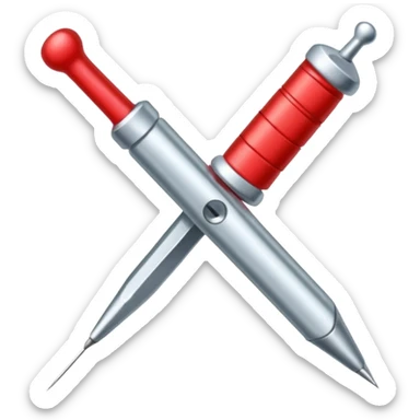 sewing needle with red thread sticker