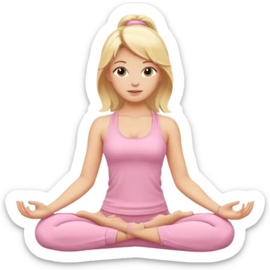 blonde yoga girl light pink clothes n sticker