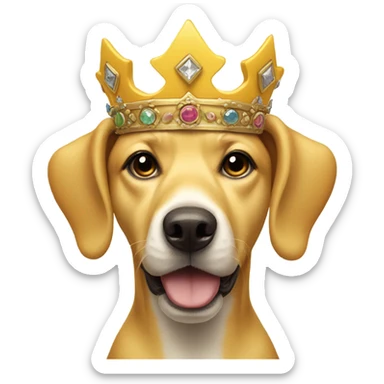 Yellow dog with a crown sticker