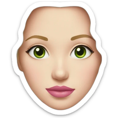 white woman with wavy blond hair and  long eyelashes and green eyes wearing pink lipstick and pastel pink hoodie  sticker