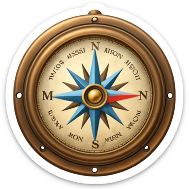 compass with 'mission' sticker
