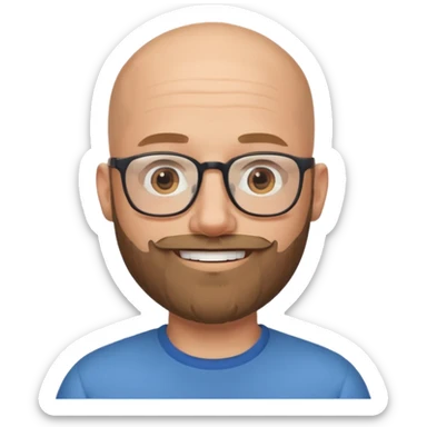 Bald white man with glasses and beard smiling  sticker