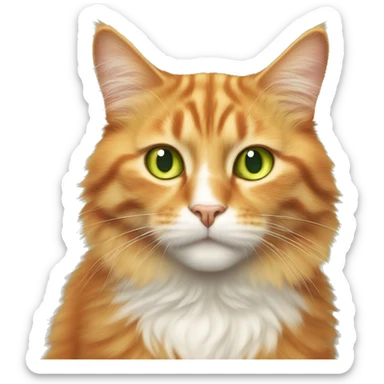 Fluffy orange cat with yellowish green eyes and a white chin with freckles on his nose  sticker