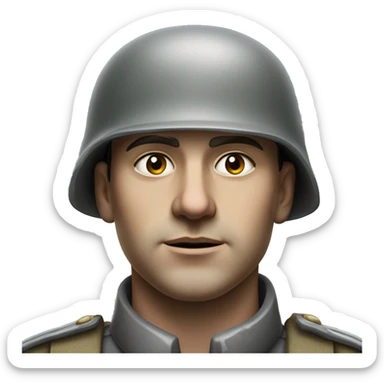 photorealistic 30 years old german soldier the middle of the XX century gray uniform detailed face with wrinkles, closed mouth, small eyes  sticker