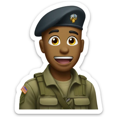 soldier shows his tongue sticker