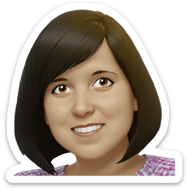 smiling girl with short black hair sticker