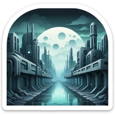 Spectral Gloomy Dystopian Apocalyptic Aesthetic Scenery Deco sticker