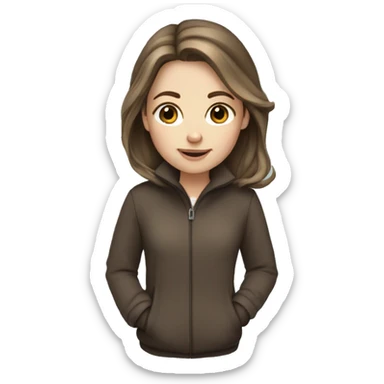 White girl brown hair in winter  sticker