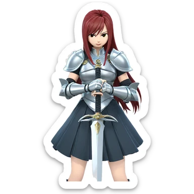 confident girl with sword sticker