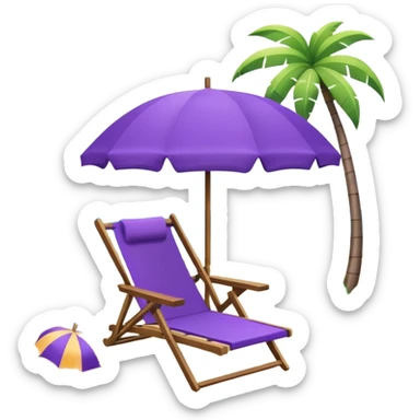 beach chair with purple umbrella sticker