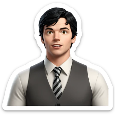 dapper boy with black hair sticker