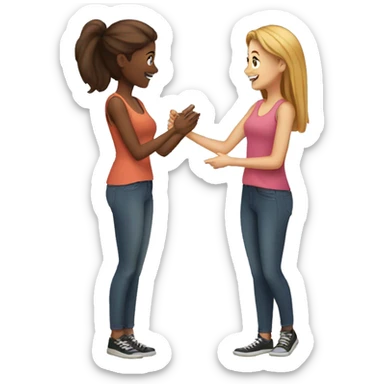women saying hey to another women sticker
